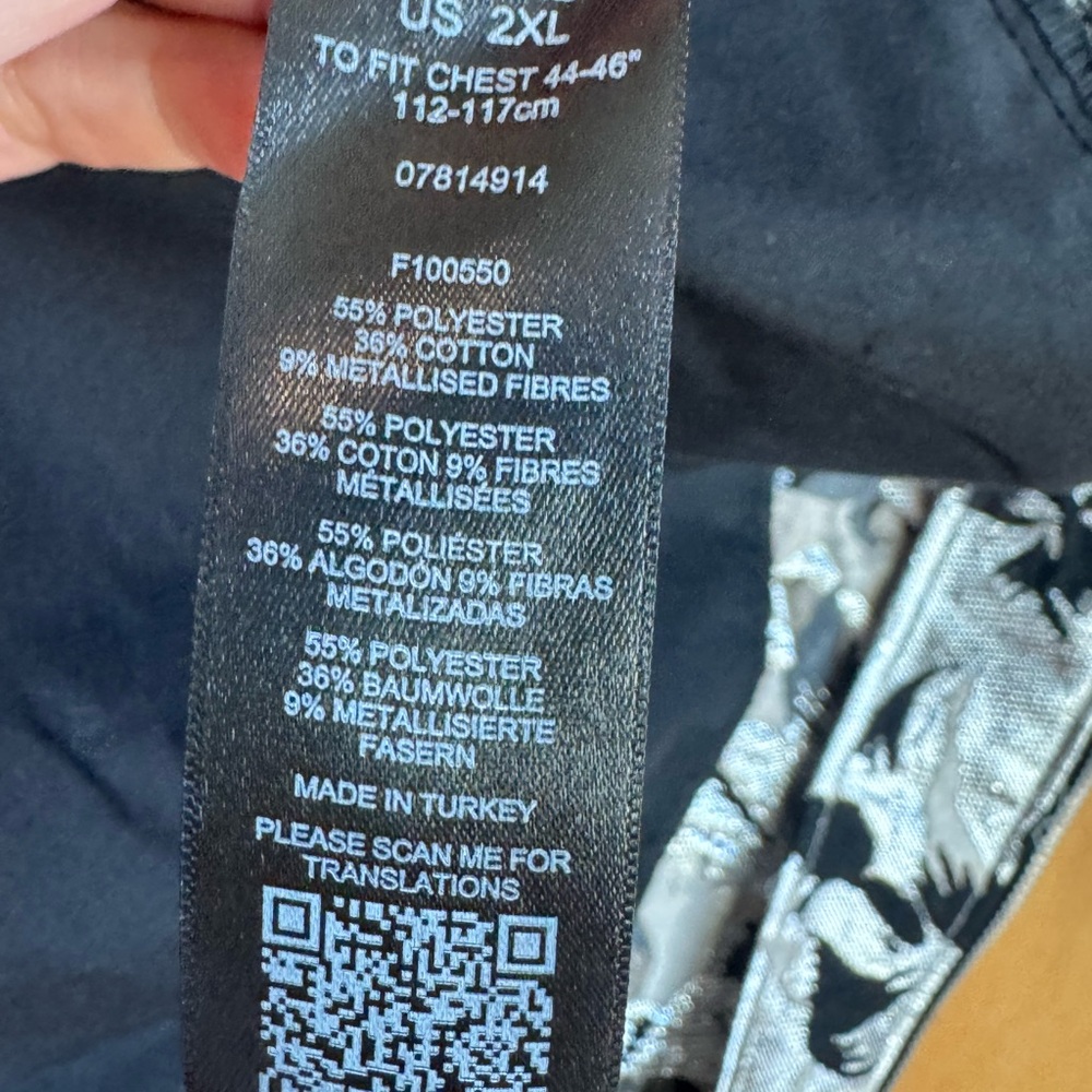 ASOS Edition Silver Metallic Shiny Black Floral Zip Shirt Jacket 2XL XXL 3XL - Picture 12 of 13